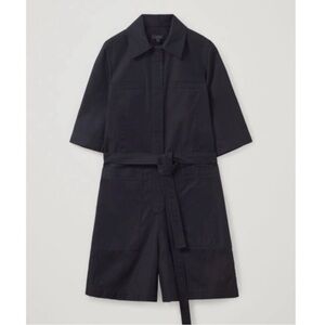 COS Twill Denim Playsuit Romper Black Women’s Size‎ 4 Relaxed Fit Minimalist